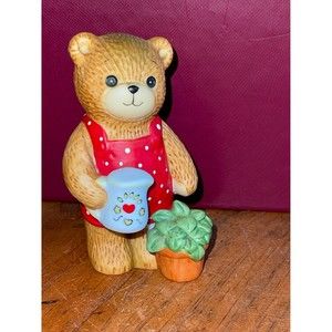 Enesco Vintage Lucy And Me Ceramic Bear Figurine Watering A plant